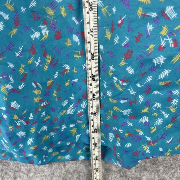 Vintage Neiman Marcus Dress Womens Medium Blue Printed Ruffle Retro USA Made - Picture 9 of 16